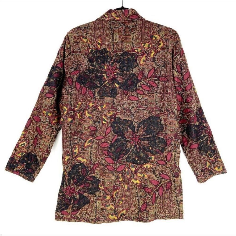 Chicos Jacket Red Floral Embroidered - Picture 3 of 7